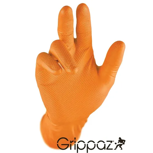 Grippaz Nitril-Handschuhe 246 orange,M (50 Stück) von Grippaz
