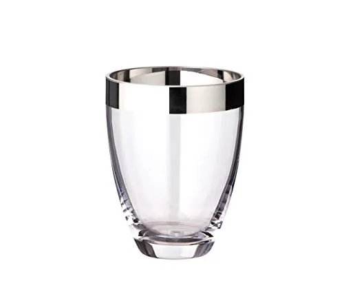 Brillibrum Design Glas Vase mit Platinrand 16cm in silber von Brillibrum