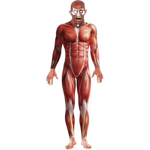 Halloween Kostüm Menschliche Anatomie für Erwachsene - L - Kostüm-Outfits für Erwachsene mit realistischer Integralmaske und Jumpsuit aus 100% Polyester, ideal für gruselige Halloween-Partys und beeindruckende Auftritte.