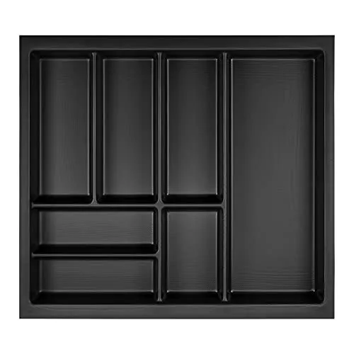 Orga-Box Junker Slim Besteckeinsatz 525 x 476 mm Lavagrau mit Perlstruktur für 60er Schränke Küchen Besteckaufbewahrung passgenau für SO SLIM Schubladensystem