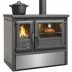 Küchenofen Holzherd Modell Forno - Edelstahl - 6 kW - Eleganter Holzherd mit 6 kW Nennleistung für vielseitiges Kochen und Heizen. Mit großzügigem Backfach und effizienter Verbrennungstechnik für kostensparendes Kochen ohne Strom.