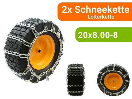 Paar Schneeketten Leiterkette für Reifengröße 20x8.00-8 | (2 Stück) 1