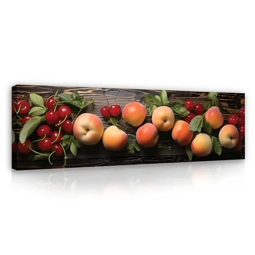 WallArena - Leinwand Bilder - Obst Küche - 145x45 cm Leinwandbilder - Bild auf leinwand - Wandbild XXL groß Wandbilder für Wohnzimmer Schlafzimmer Wohnzimmerbilder Modern