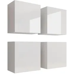 Mirjan24 Hängevitrine, Weiß, Weiß Hochglanz, Holzwerkstoff, Quadratisch, 100x100x30 cm, Wohnzimmer, Wohnwände, Vitrinenschränke