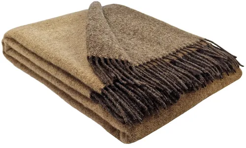 STTS International Wolldecke aus 100% Schurwolle – Braun-Hellbraun, 140 x 200 cm