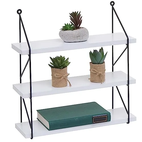 Mendler Wandregal HWC-K78, Hängeregal im Industrial-Look - Regal mit 3 Regalböden aus massivem Paulowniaholz und stabilen Eisen-Gestell, ideal für stilvolle Wandmontage und modernen Akzent in jedem Raum.