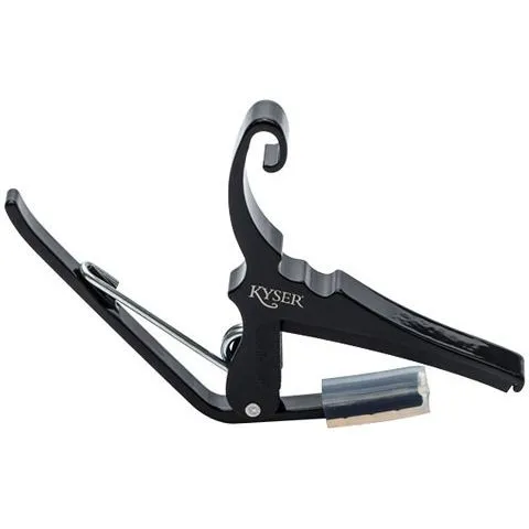 Kyser Quick Change Capo Acoustic BK - Saiteninstrument-Zubehör; Robuster und leichter Kapodaster aus Aluminium für Akustikgitarren, mit einfacher Einhandbedienung und optimaler Federspannung für besten Klang.