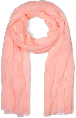 styleBREAKER Damen Schal Leicht & Transparent mit kurzen Fransen | Einfarbiges Halstuch für Frühling und Sommer | Weiches großes Schultertuch 188 x 100 cm, Farbe:Apricot