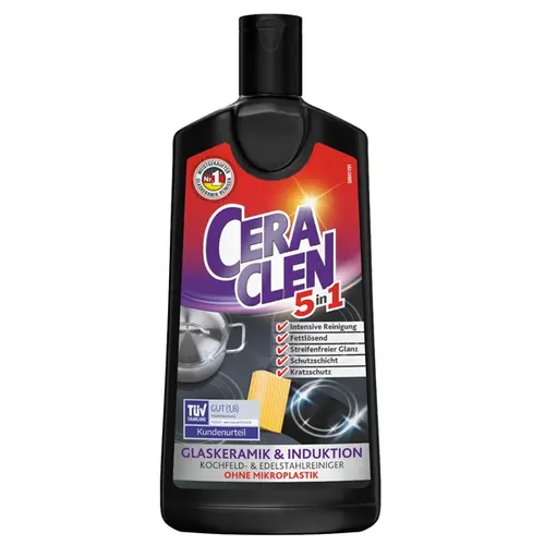 Glaskeramikreiniger Ceraclen 5 in 1 200 ml für Glaskeramikkochfelder und Induktion geeignet 43277