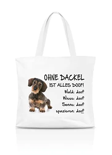 AdriLeo Einkaufstasche Ohne Dackel ist alles doof! (Rauhaarteckel)