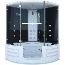 Dampfdusche Whirlpool Dusche Duschkabine K70-SW-TH-SC 150x150cm - Schwarz - Dampfduschen - 3 in 1 Duschsystem mit Whirlpool-Funktion, aus hochwertigem Sicherheitsglas und einfacher Montage, ideal für entspannende Wellness-Momente zu Hause.