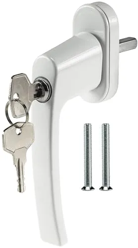 ChiliTec Fenstergriff Türgriff abschliessbar Fenstersicherung mit Schloss Sicherung Kindersicherung für Fenster Tür Balkontür mit 2 Schüssel Weiß