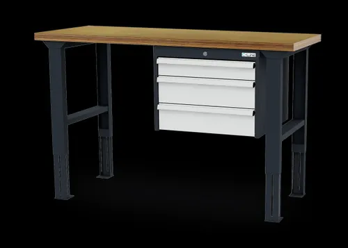 Arbeitstisch höhenverstellbar, Schubladen: 1x100, 2x150, BxTxH 1500x600x760-1060