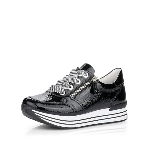Remonte Damen D1302 Halbschuhe, schwarz, 37 EU - Damen-Schnürhalbschuhe mit Komfortweite, auswechselbarer Einlegesohle und extra weichem Fußbett für optimalen Tragekomfort.