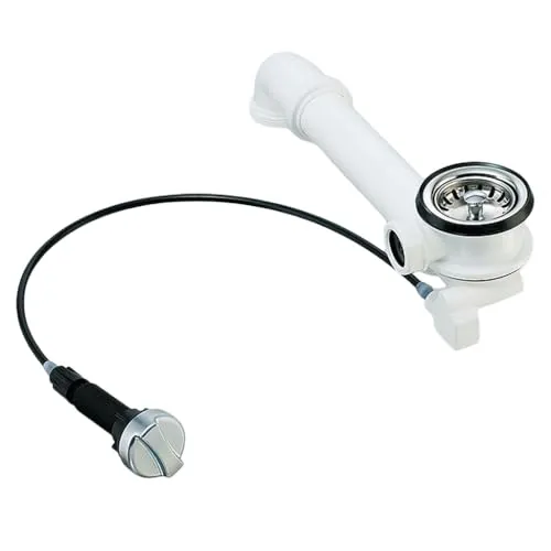 Universal Siebkorb-Excenterventil 70 mm Ablaufgarnitur Abfluss Ersatzteil Spüle inkl. Drehexcenter/Raumschaffer/Hohlschraube/Dichtung/Körbchen ca. 54 mm/Fernbedienung