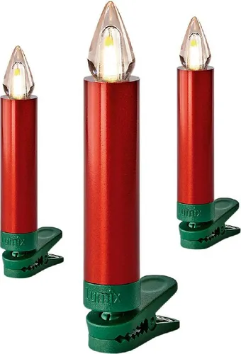 Lumix LED-Christbaumkerzen SuperLight Flame Mini Metallic Rot