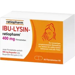IBU LYSIN ratiopharm 400 mg Filmtabletten - Arzneimittel zur schnellen Linderung von leichten bis mäßig starken Schmerzen und Fieber, ideal bei Migräne und Erkältungen.