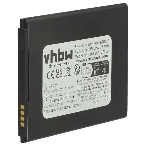 vhbw Akku kompatibel mit Samsung Galaxy J1 MINI, Ace NXT, GH90-29622A, ACE 4 3G, Ace Style Handy Smartphone Telefon (1500 mAh, 3,8 V, Li-Ion)
