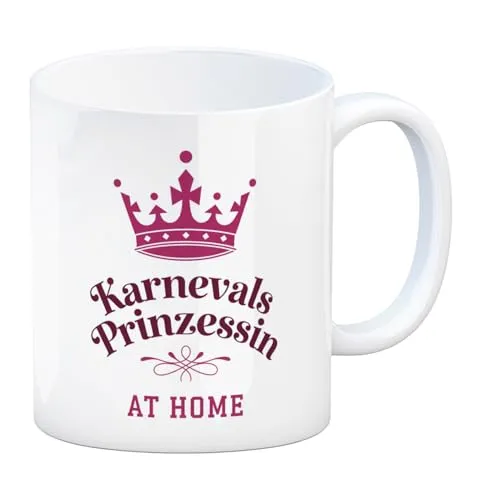 speecheese Karnevals Prinzessin Kaffeebecher mit pinker Krone Lustiger Becher für Karnevalsfreunde Jecken und Freunde der Narren