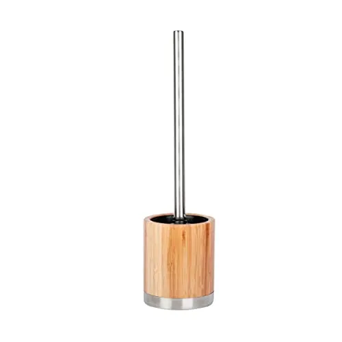 axentia WC Garnitur Bambus aus Edelstahl, in der Farbe Braun, Abmessungen: 9,50x9,50x27 cm, 282334