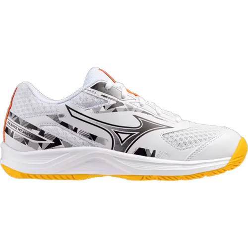 Mizuno Handballschuhe Stealth Star 3 Kinder, weiß, 37 - Fußballschuhe für junge Handballspieler, bieten Komfort, Stabilität und Flexibilität. Leichtes Design mit herausnehmbarer Innensohle für optimale Anpassung an verschiedene Fußformen.
