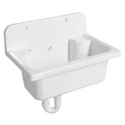 Aqualine Ausgussbecken 550x370 mm - Weiß, Praktisch und Temperaturbeständig - Spülen: Hänge-Ausgussbecken aus hochwertigem Polypropylen, temperaturbeständig bis 100°C, ideal für den Haushalt mit integriertem Siphon und Überlauf.