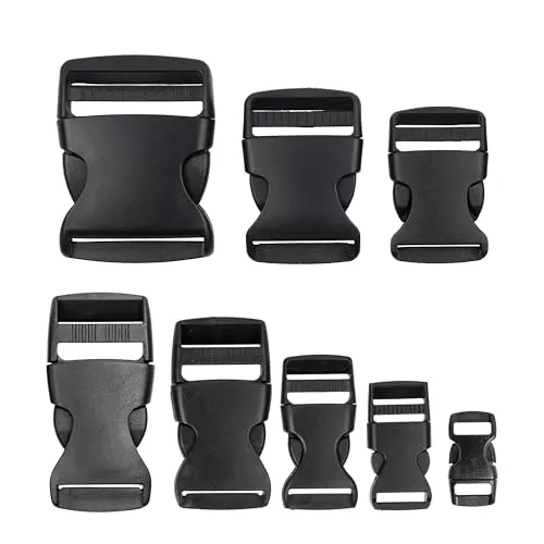 Steckschnallen, Größe 50 mm, 10 Stück, in Schwarz, aus Kunststoff, Gurtbänder Steckschnallen-Klickverschluss, Ersatz Steckverschluss, Schnalle Reparatur, Rucksack Gurtschnalle, Steckschließe Gurt