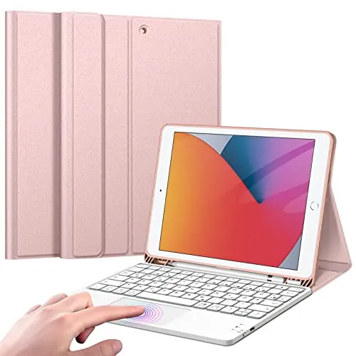 Fintie Tastatur Hülle für iPad 10.2 Zoll mit Touchpad in pink von Fintie
