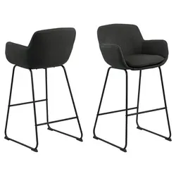ACTONA GROUP Barhocker LISA, Dunkelgrau mit Fußbank - Barmöbel mit elegantem Kufengestell, komfortable Sitzhöhe von 76 cm und losem Sitzkissen für perfekten Sitzkomfort.