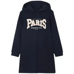 vertbaudet Minikleid Mädchen Sweatkleid mit Kapuze blau 98/104