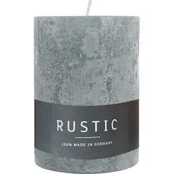 RUSTIC-Stumpenkerze Silbergrau, WENZEL, 80/70 mm, Brenndauer ca. 34h, selbstverlöschend