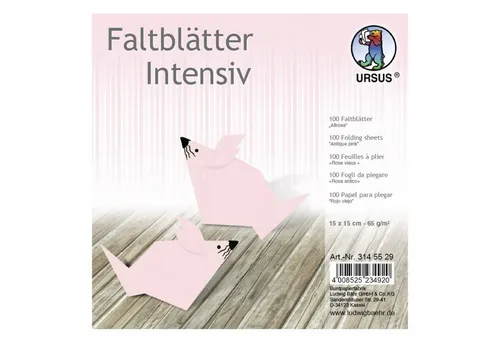 Ursus - Ludwig Bähr Bastelkartonpapier URSUS Faltblätter Intensiv Universal 15x15cm 100 Blatt ALTROSA