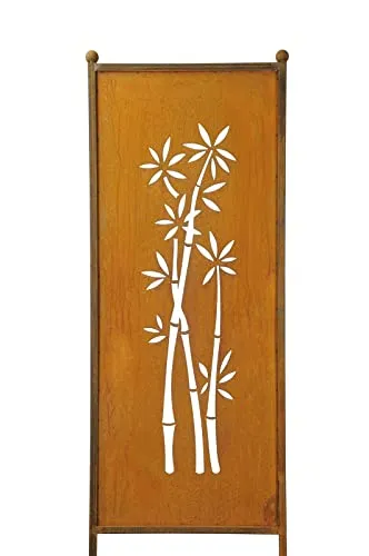 finehomegarden Edelrost Sichtschutz Bambus - 165cm x 52cm - Dekorative Zäune, elegante Edelrost Sichtschutzwand, schnell zu befestigen und ein echter Hingucker für Garten oder Balkon.