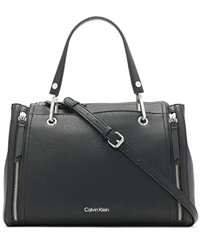 Calvin Klein Damen Novelty Satchel Elaine Bubble Lamb Umhängetasche, schwarz/Silber, Einheitsgröße