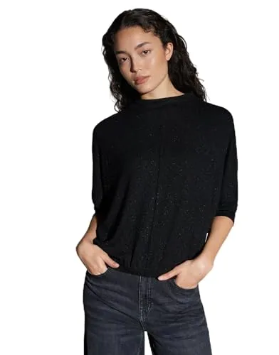 OPUS Damen Langarmshirt | SACHTO Regular Jerseyshirt mit dezentem Glanz Black, M