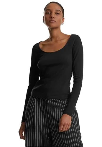 Urban Classics Ladies Wide Neck Longsleeve Black, XL