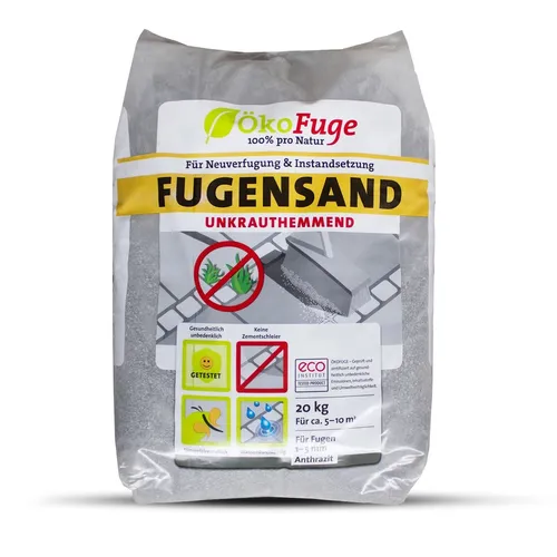Fugensand Anthrazit 20kg Sack - Beton Pflaster Sand für Terrasse und Garten - Kategorie: Wegsteine, Kiesel & Harz. Frostbeständiger Fugensand für eine langlebige und ästhetische Fuge in Ihrem Außenbereich.