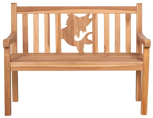 MR.DEKO Gartenbank Fisch Teak 120 cm - Sitzbänke: Wetterfeste Teakbank mit ergonomischem Design und einzigartigem Fisch-Motiv für stilvolle Akzente im Garten oder auf der Terrasse.