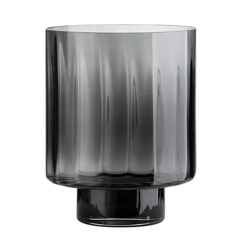 Elegantes Windlicht/Vase Novus aus Glas - Handgefertigtes Windlicht/Vase in anthrazit, Ø27,5 x 35 cm, perfekt für stimmungsvolle Beleuchtung und stilvolle Dekoration.