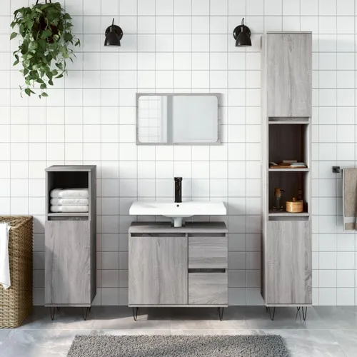 Badschrank Grau Sonoma 30x30x190 cm