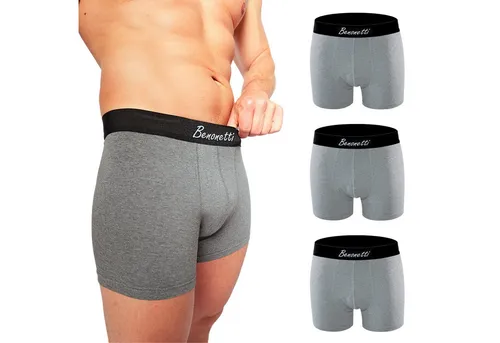 Benonetti Boxershorts weich, langlebig & atmungsaktiv, kein Aufrollen (3 Paar, 3-St., Packung, 3er-Pack) Mit Komfortbund und Logo, ohne kratzenden Zettel