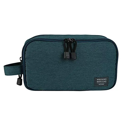 Faletony Kleiner wasserdichte Kulturbeutel Reise Kulturtasche Waschtasche für Herren und Damen, für Reise, Sport und Wandern, Schwarz/Grau/Blau (Dunkelblau)