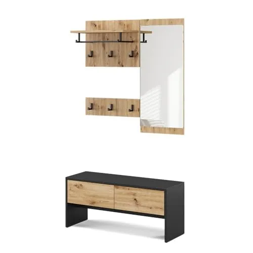 Vicco Garderoben-Set Selena, Anthrazit/Artisan, 4-teilig