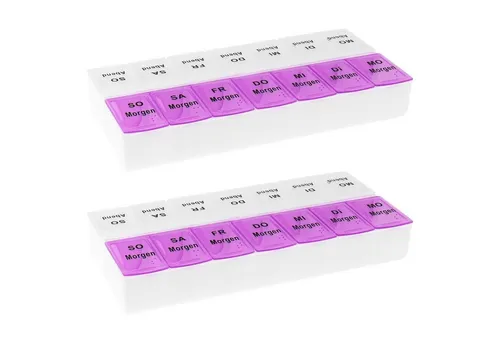 Wellgro Pillendose 2x Tablettenbox für 7 Tage mit je 2 Fächer pro Tag