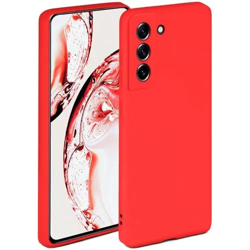 ONEFLOW Soft Case für Samsung Galaxy S21 FE 5G Hülle aus Silikon mit Kameraschutz, Silikonhülle mit erhöhtem Schutz fürs Display, Backcover Schutzhülle, weiche Handyhülle, Rot