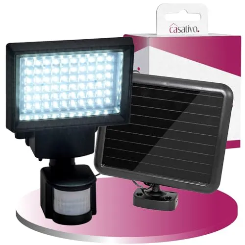 Casativo Leistungsstarker LED Solar-Strahler mit Bewegungsmelder - Mehr Sicherheit für Ihr Zuhause - Helle 600 Lumen Aussenleuchte für Garten & Hof