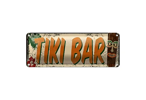 Roomando Metallschild Blechschild 27x10cm Tiki Bar Wanddeko Dekoration