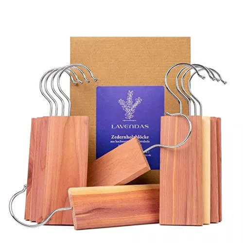 Lavendas Zedernholz Blöcke Set - Natürlicher Mottenschutz für Kleiderschränke - Schädlingsbekämpfung mit 100% chemiefreien Zedernholz Blöcken, die effektiv Kleidermotten abwehren und frischen Duft verbreiten. Langlebig und nachhaltig für einen angenehmen Kleiderschrank.