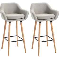 HOMCOM Barhocker 2er Set mit Rückenlehne in beige von HOMCOM