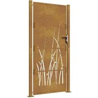 vidaXL Gartentor mit Gras-Design, abschließbar - Flügeltor aus Cortenstahl mit einzigartigem lasergeschnittenem Design, ideal für Garten oder Terrasse und bietet zusätzlichen Sicherheitskomfort.